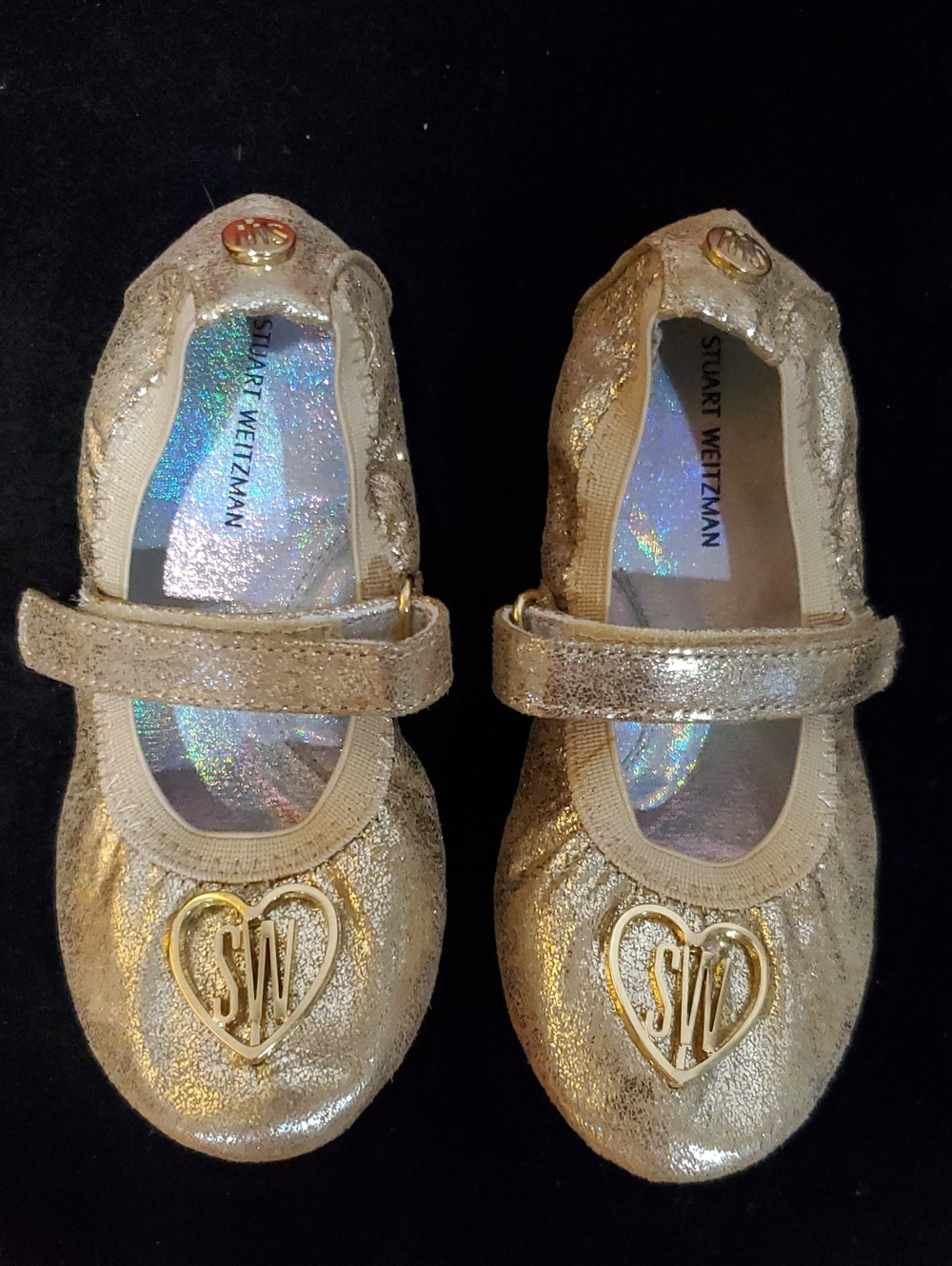 Stuart Weitzman Girls' Gold Mary Jane Ballet Flat Shoes